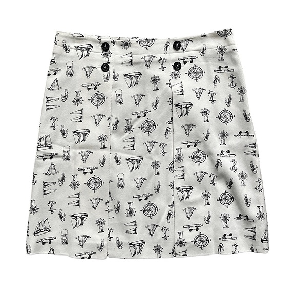 NWT BROOKS BROTHERS nautical print white skirt size 10 new with tags - Picture 1 of 9